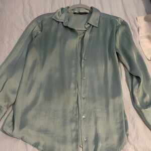 Zara Light Gray Satin Blouse